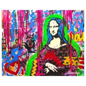 Mona Lisa by Nastya Rovenskaya Mixed Media on Canvas Hand Signed by the Artist